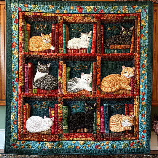 Sleeping Cats On The Bookshelves WJ2609018CL Quilt