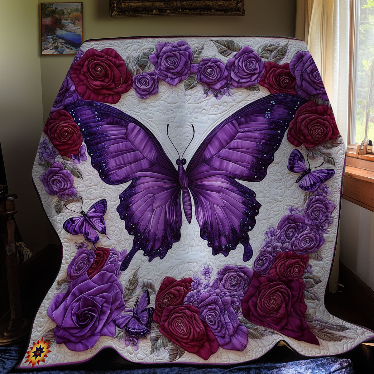Purple Flower Butterfly WY0912014CL Quilt