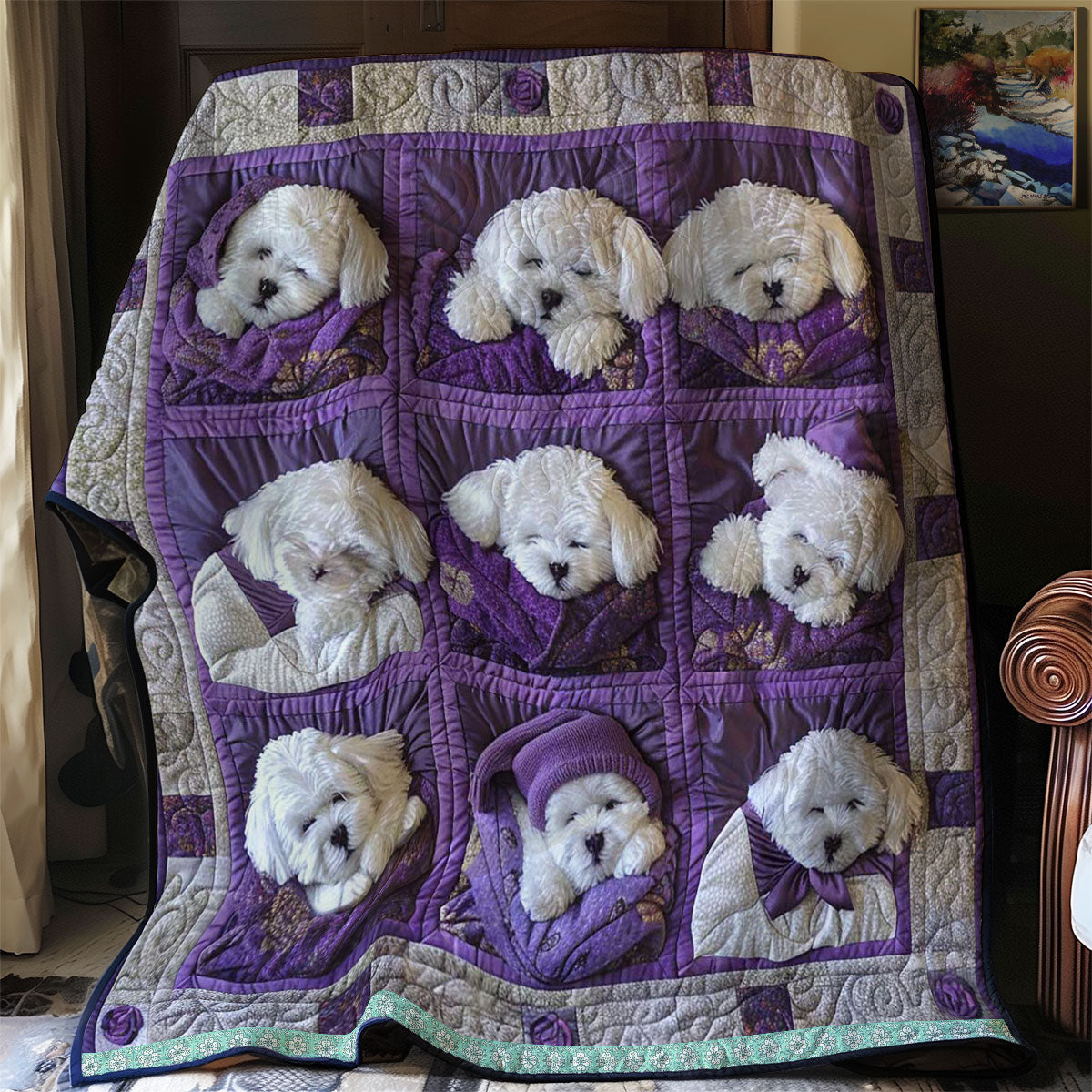 Bichon Frise Snuggle Wrap WN1209008CL Quilt