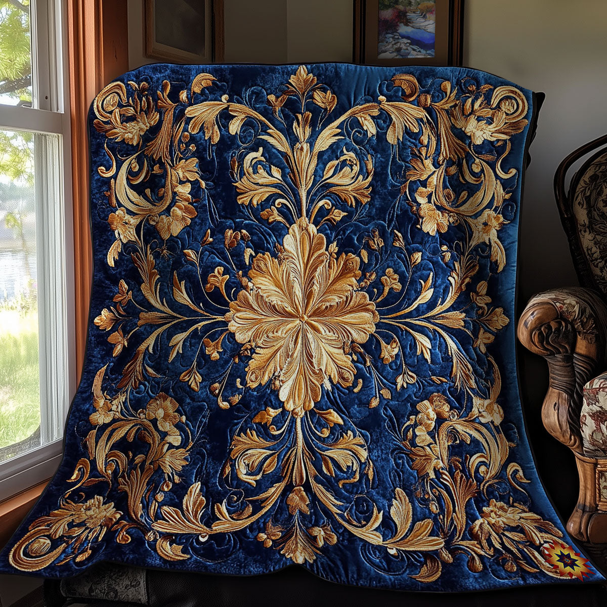 Gold Flower Pattern WY0312043CL Quilt
