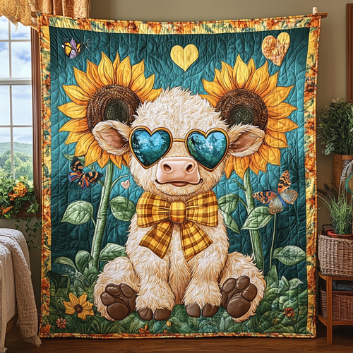 Sunflower Joy Cow WG1812016CL Quilt