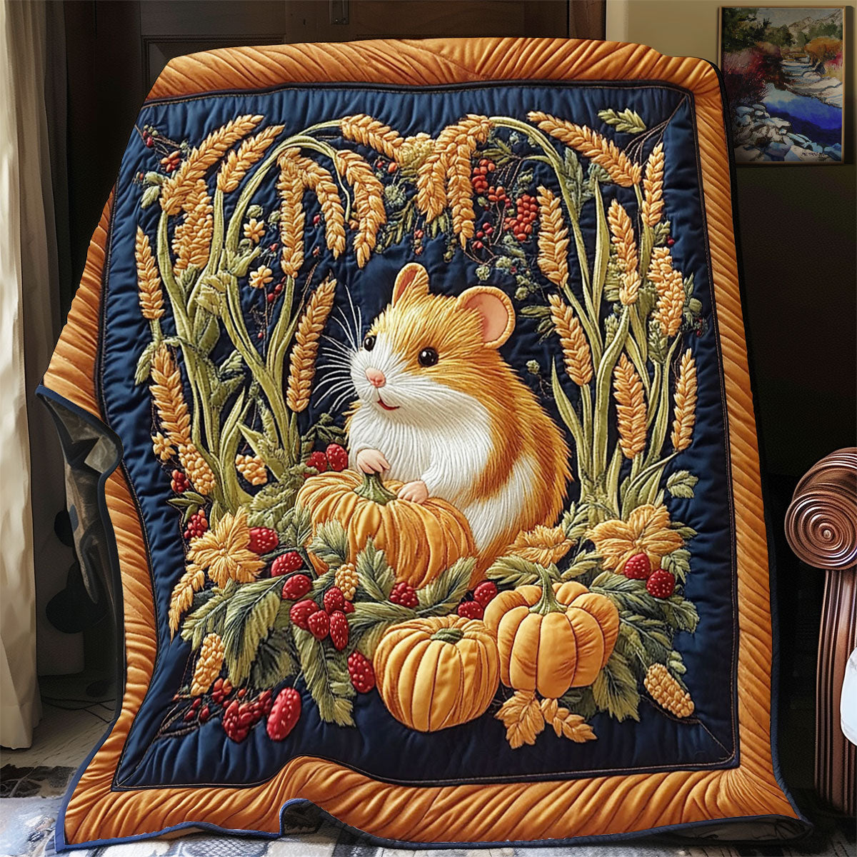 Hamster In Harvest WY0202028CL Quilt