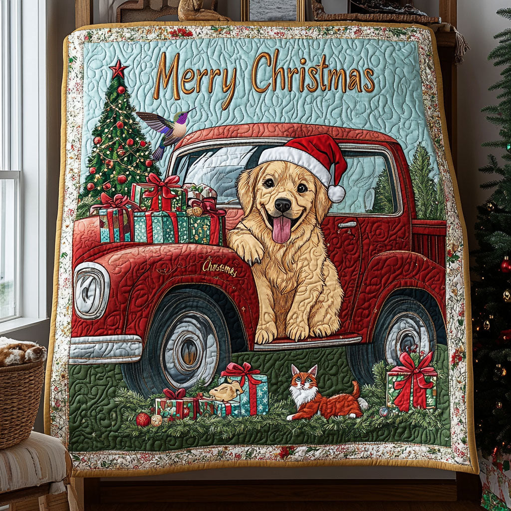 Golden Truck Christmas WX0110017CL Quilt