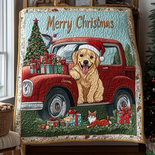 Golden Truck Christmas WX0110017CL Quilt