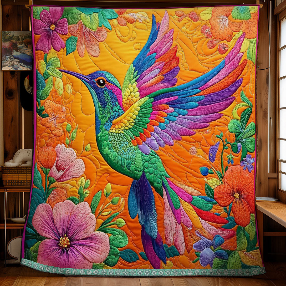 Colorful Hummingbird WX1411013CL Quilt