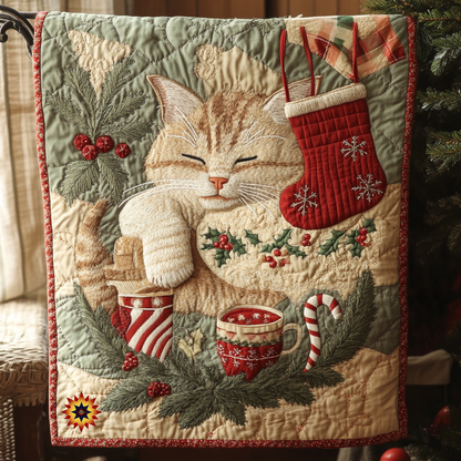 Cute Cat Merry Christmas YR1812004CL Quilt