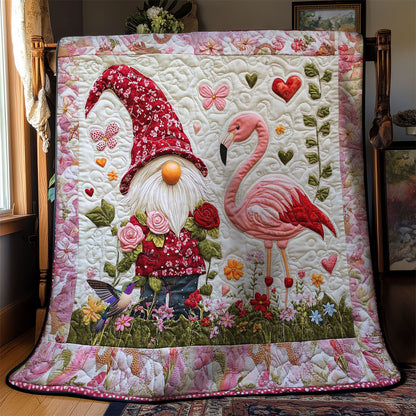 Flamingo And Gnome Blossoms WN1112041CL Quilt