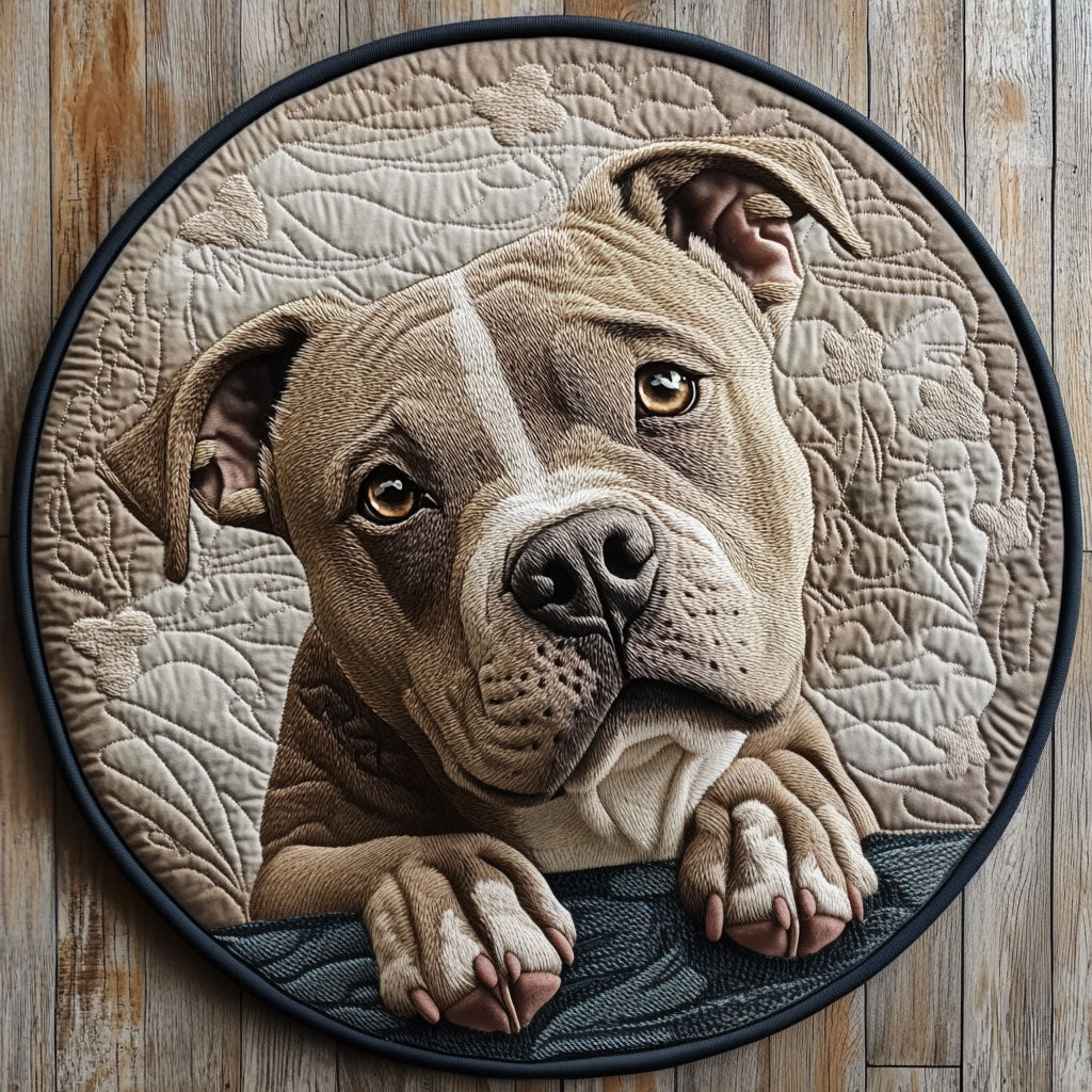 Puppy Eyes Pitbull CP2304007CL Quilted Round Mat