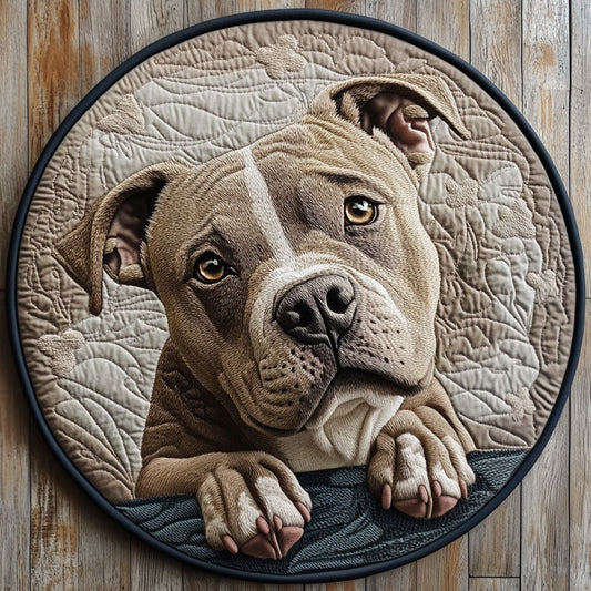 Puppy Eyes Pitbull CP2304007CL Quilted Round Mat