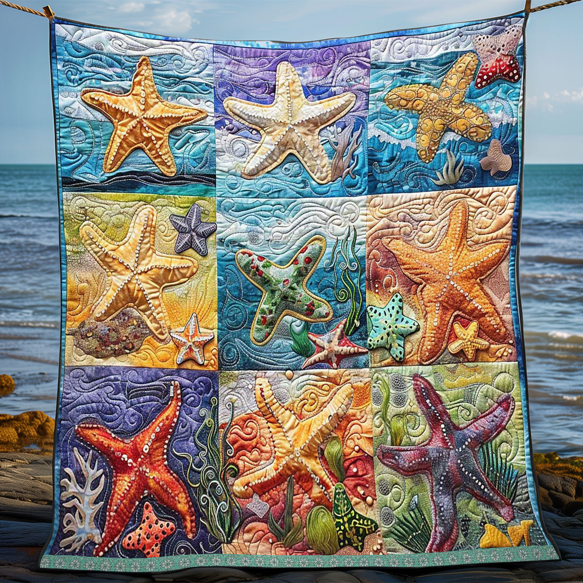 Colorful Summer Starfish WP0409006CL Quilt