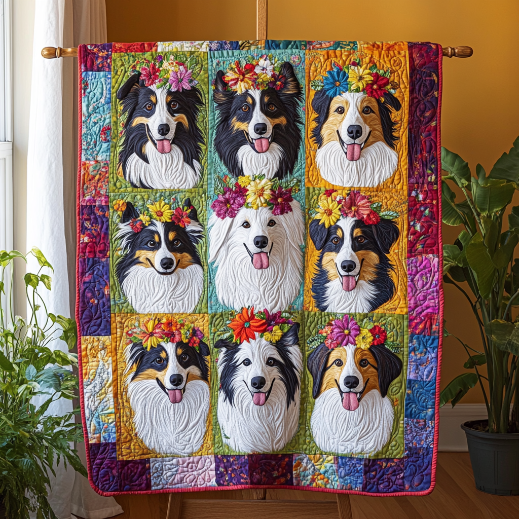 Collie Flower Crown WN2309013CL Quilt