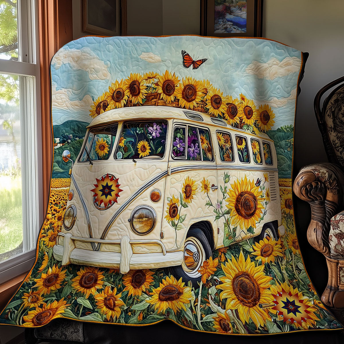 Van Sunflower WY2211023CL Quilt