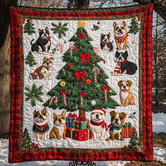 Christmas Bulldog WU1410017CL Quilt