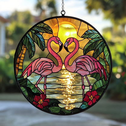 Flamingo In Sunset WY2202140CL Suncatcher