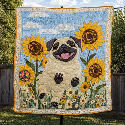 Sunflower Happy Pug WP0110034CL Quilt