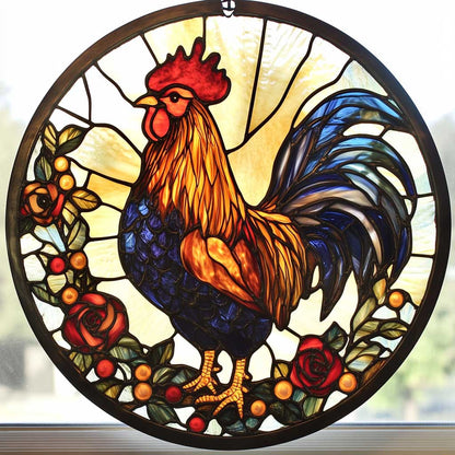 Golden Chicken WN2211069CL Stained Glass Suncatcher