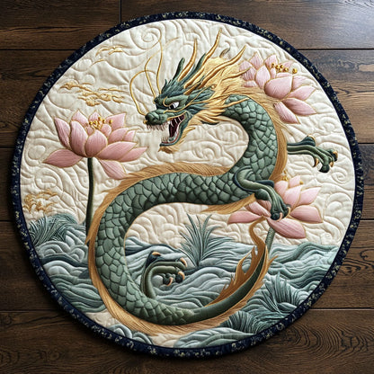 Mystic Dragon Lotus CW2107023CL Quilted Round Mat