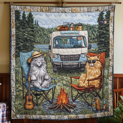 Camping Day Of Cat WY0611030CL Quilt