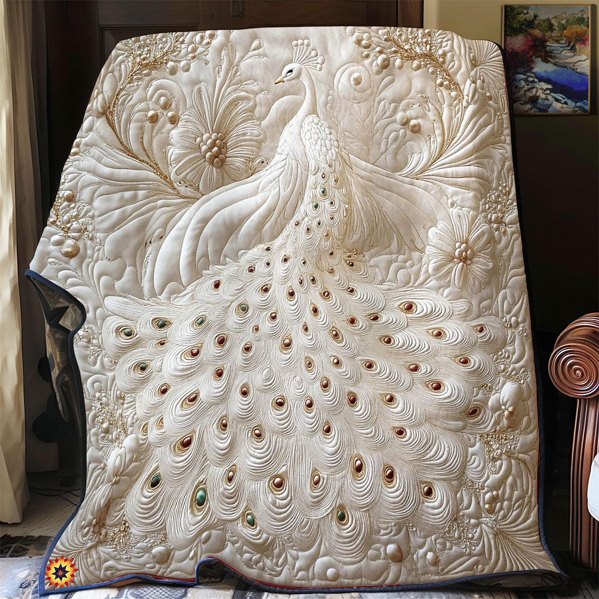 Queen White Peacock WY2512023CL Quilt