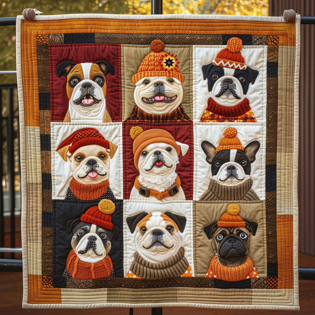 Warm French Bulldogs Delight WG1003012CL Quilt