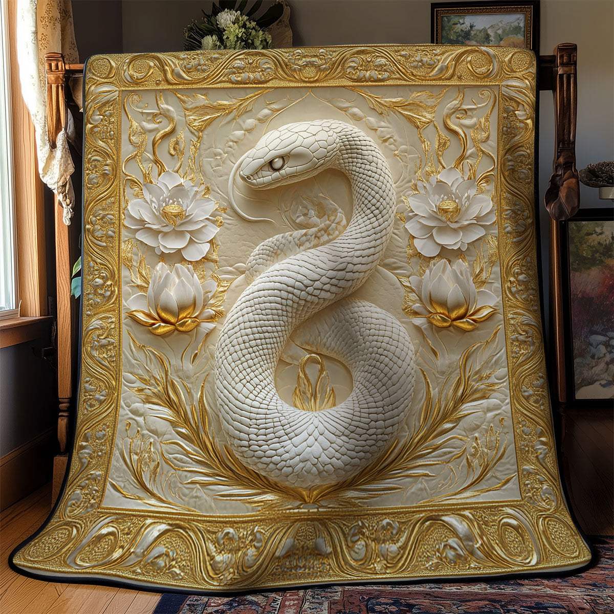 White Flower And Snake WY2201092CL Quilt