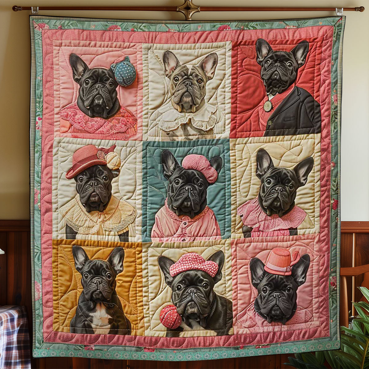French Bulldogs Lively WN1209029CL Quilt