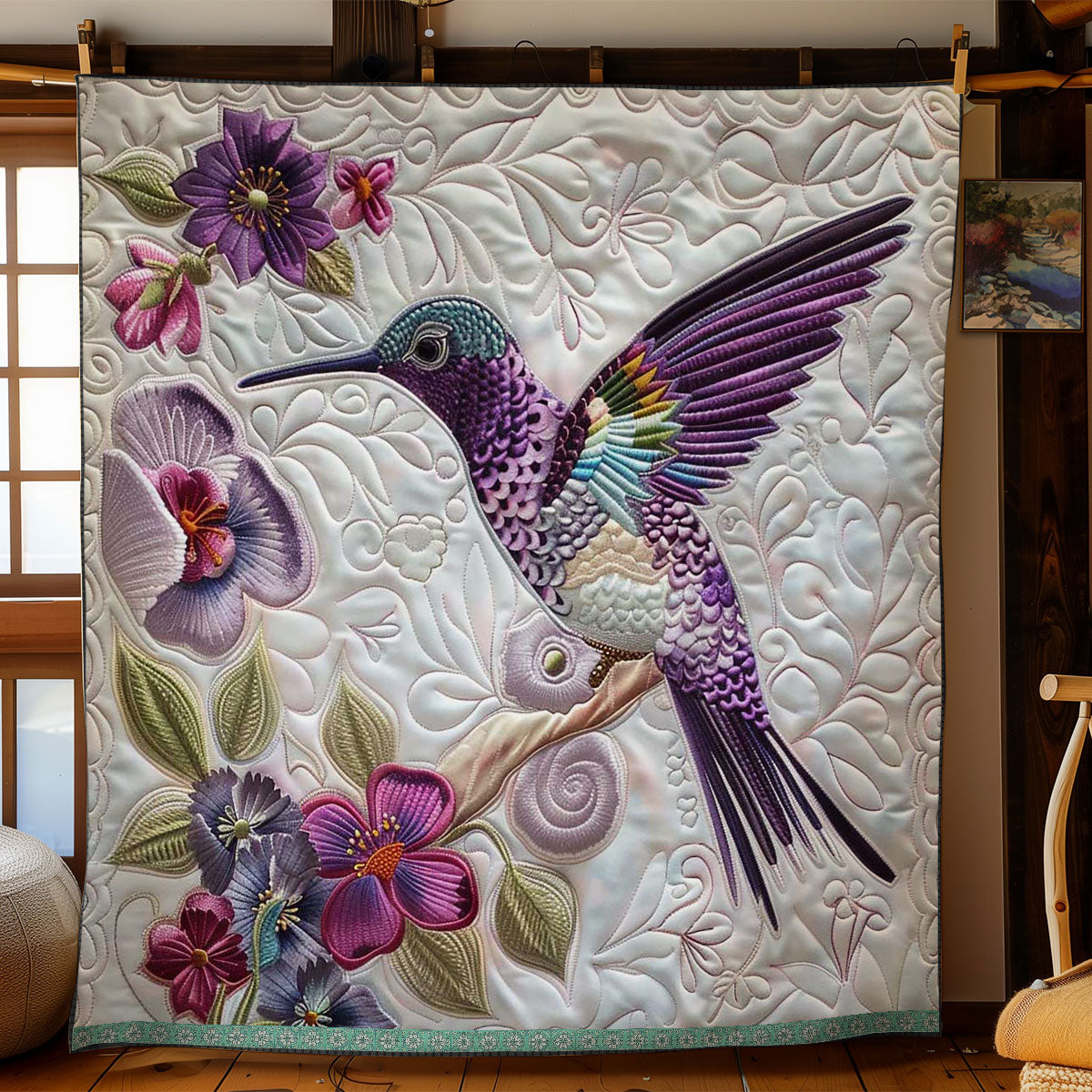 Purple Hummingbird WN1209039CL Quilt
