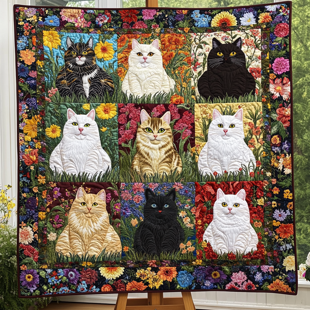 Cats in Bloom WG1001019CL Quilt