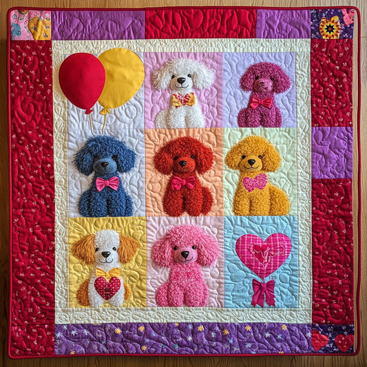 Colorful Poodle Valentine's Day WJ1012011CL Quilt