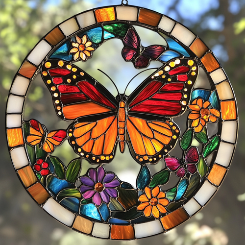 Butterfly Radiance WN0611112CL Stained Glass Suncatcher