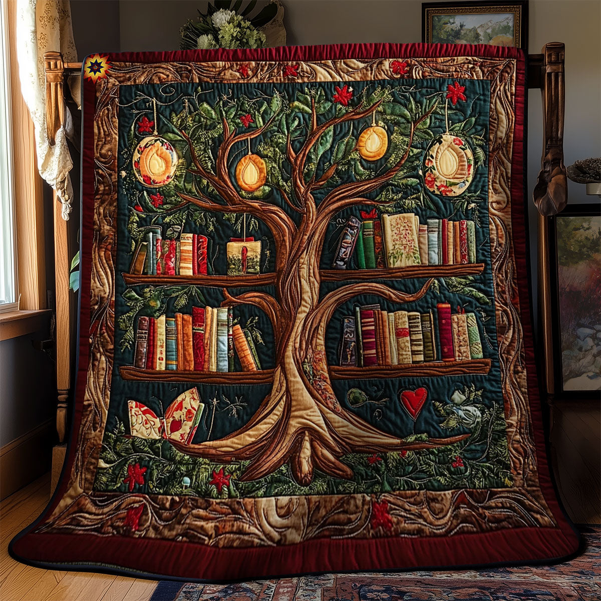 Tree And Books WY2412080CL Quilt