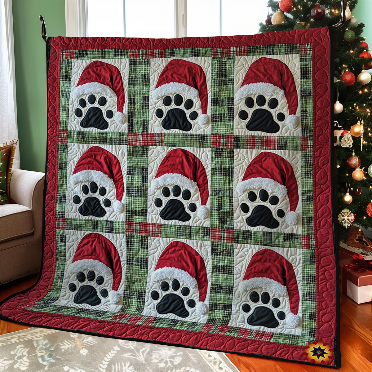 Santa Dog Paw WY2311015CL  Quilt