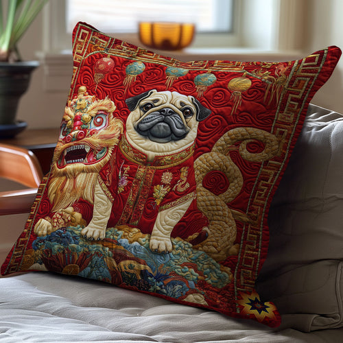 New Year Pug Dog WY1612111CL Quilt Pillow Case