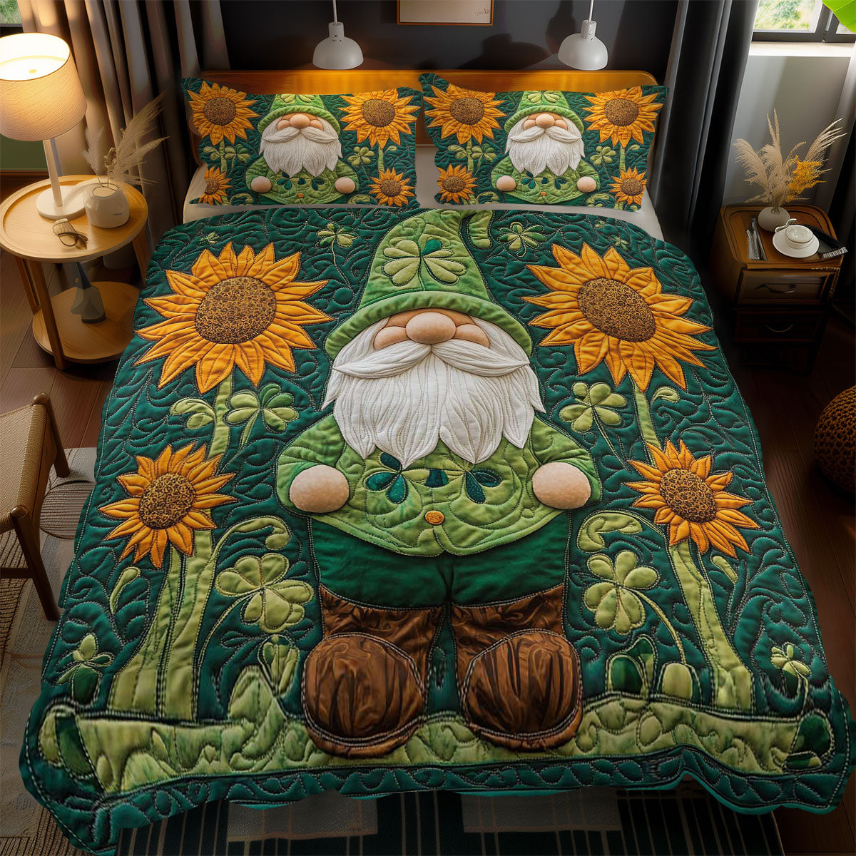 Lucky Gnome And Sunflowers WN3112065CL Duvet Cover Set