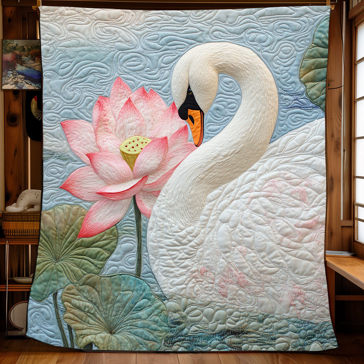 Serene Swan & Lotus XB2003012CL Quilt
