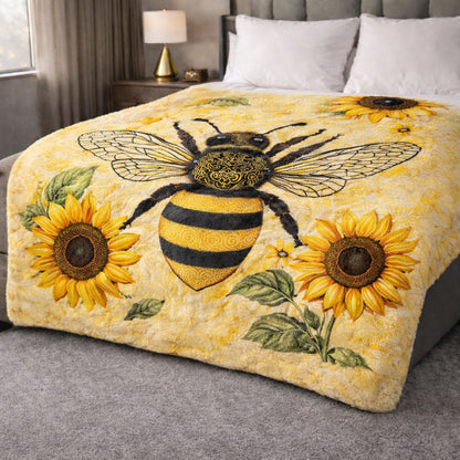 Sunflower Bee QA1701002CL Faux Fur Throw Blanket