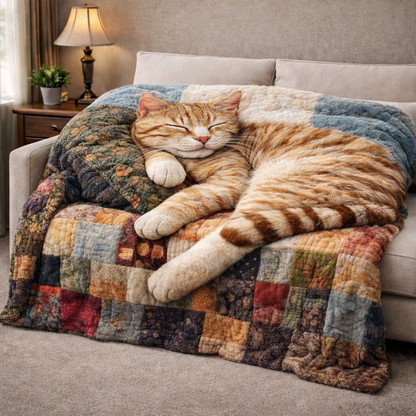 Cat Sleeping QA2301003CL Faux Fur Throw Blanket