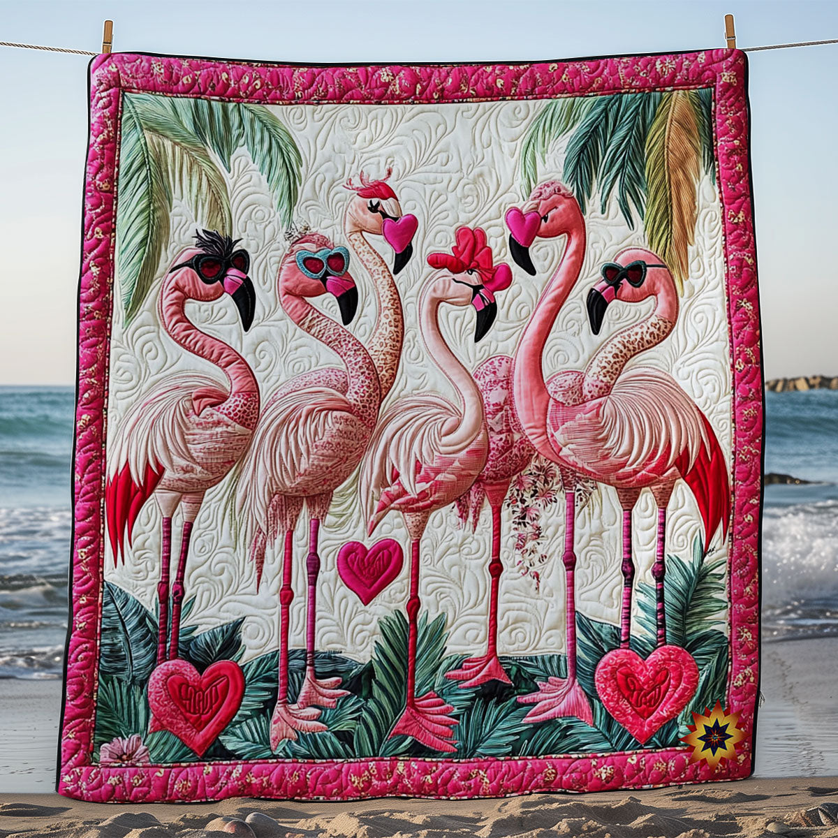 Valentine Flamingo WY0612030CL Quilt