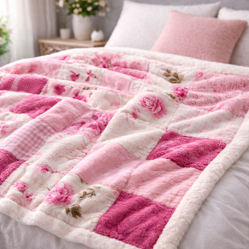 Patchwork Bloom CW2701002CL Faux Fur Throw Blanket