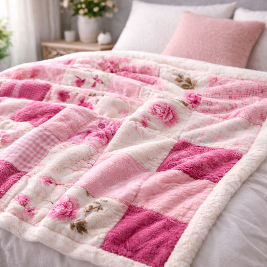 Patchwork Bloom CW2701002CL Faux Fur Throw Blanket