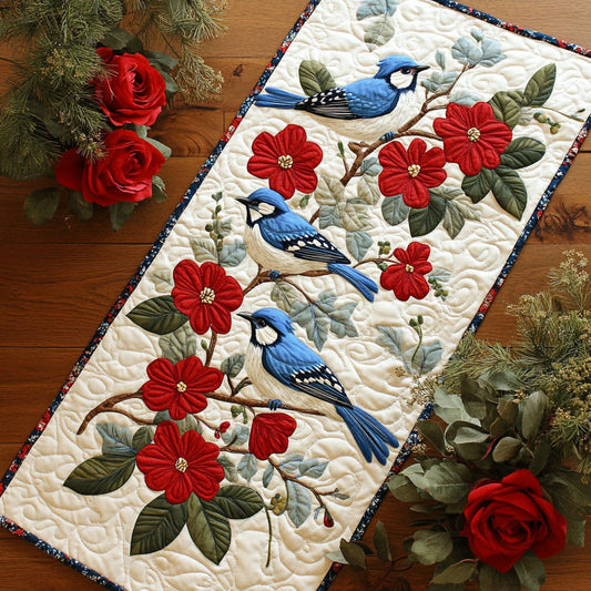 Charming BLuejay CP2404018CL Quilted Table Runner