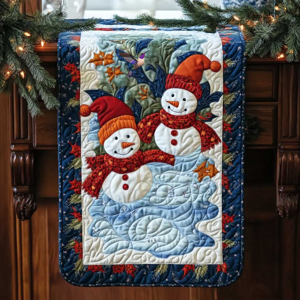 Enchanted Snowman Forest WN1111021CL Quilted Table Runner