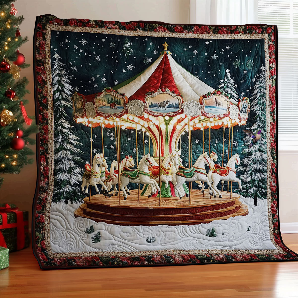 Christmas Carousel WY0312032CL Quilt