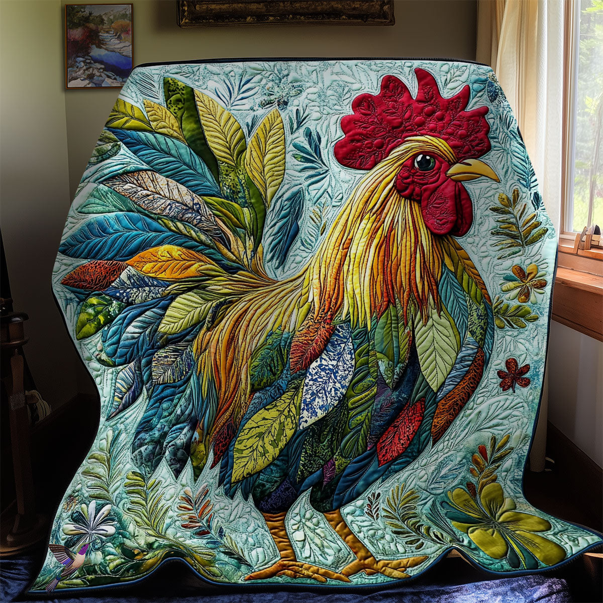 Leaf Feather Chicken WY0811016CL Quilt