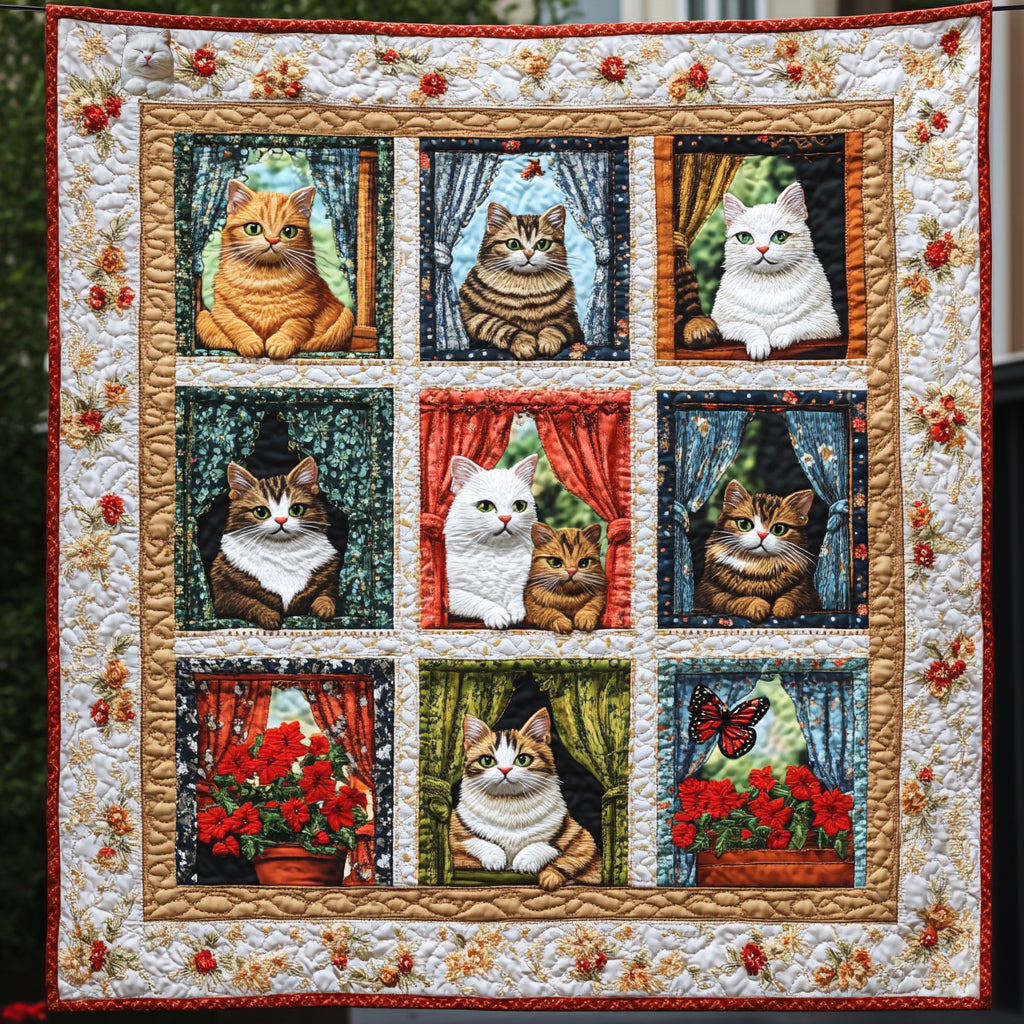 Cat Looking Out Window WU0711004CL Quilt