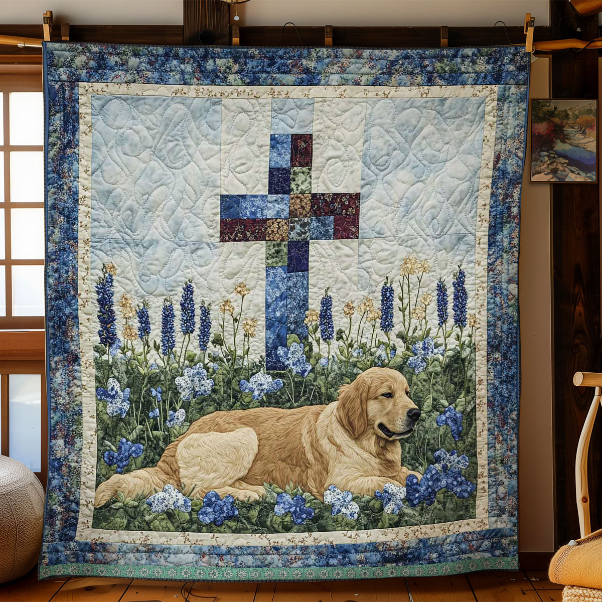 Dog’s Vigil By The Cross WN3009031CL Quilt