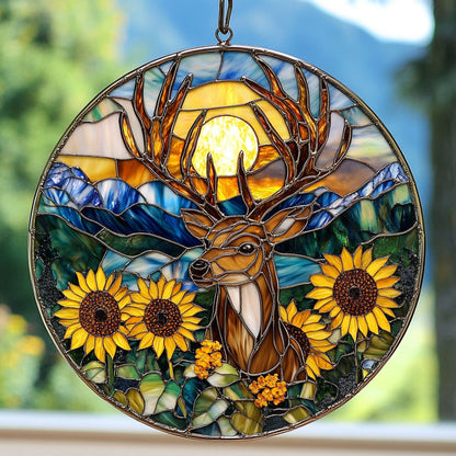Sunflower And Deer WY2801060CL Suncatcher