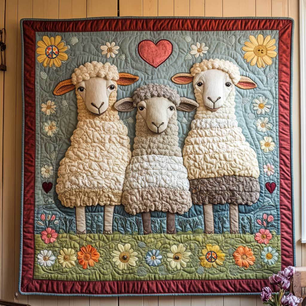 Vintage Sheep Family WJ0410023CL Quilt