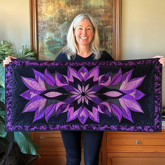 Purple Moonlit Blossom WN2709011CL Quilted Table Runner