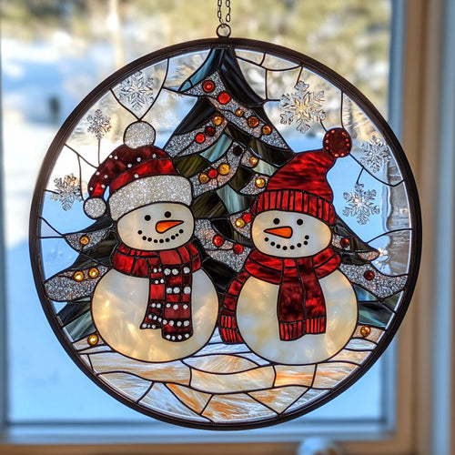 Snowman WJ1911044CL Stained Glass Suncatcher